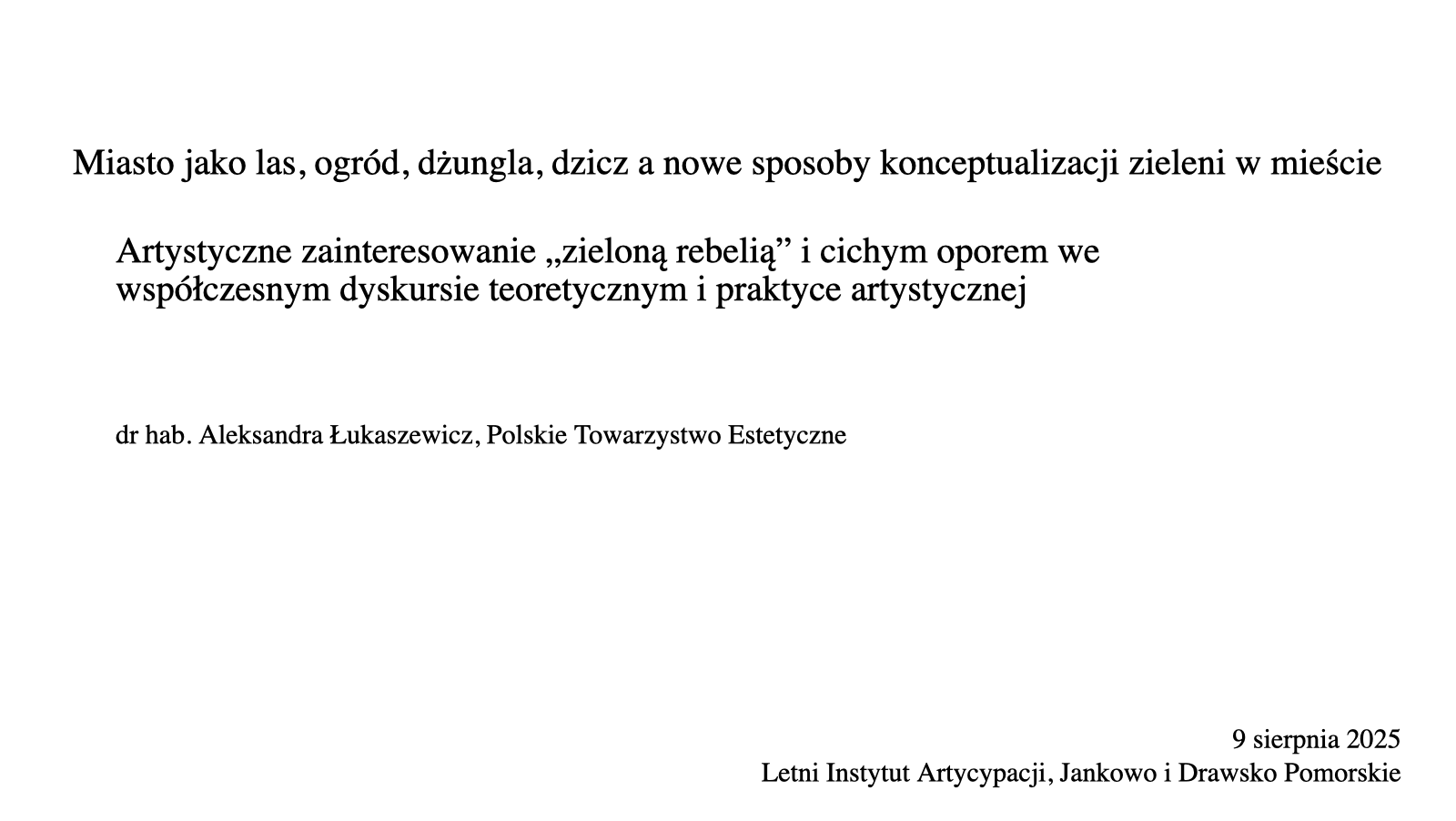 Pierwsza strona prezentacji Zielona Rebelia